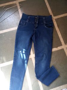 High Waisted Blue Denim Jeans