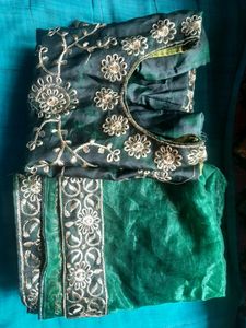 Olive Green Kids Lehanga, Choli And Dupatta