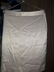 Beige satin short skirt