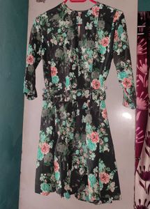 Floral Print Dress with Ruffle Waist