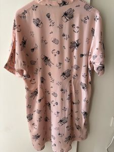 Pink Floral Print Shirt Dress