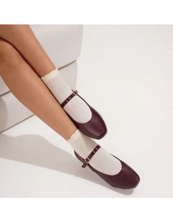 Elegant Burgundy Patent Mary Jane Flats for Women