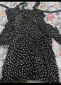 Stylish black and white polkadot top