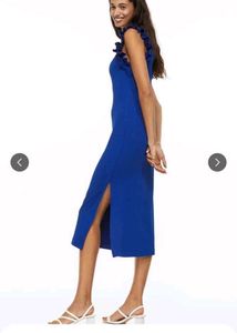 Royal Blue Ruffle Sleeve Midi Dress