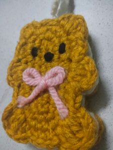 Handmade Crochet Bear Keychain Charm