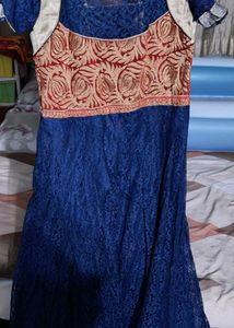 Elegant Blue Lace Ethnic Gown