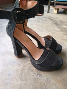 Black Platform Block Heels