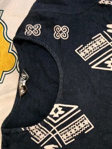 Navy Blue Embroidered Kurta