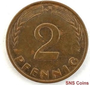 Vintage German 2 Pfennig Coin