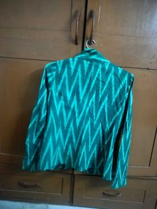 Green Ikat Print Blazer