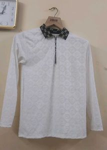 White Fendi Patterned Long Sleeve Tshrit