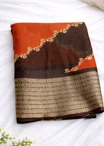 Orange &amp; Brown Silk Saree