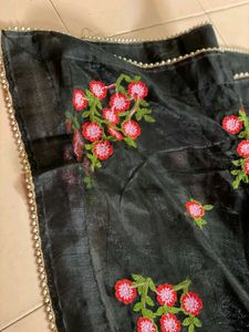 Elegant Black Floral Saree