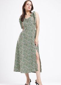 Floral Print Tie-Strap Midi Dress