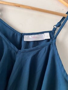 Blue Ruffled Spaghetti Strap Top