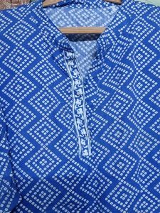 Blue &amp; White Bandhani Print Kurta