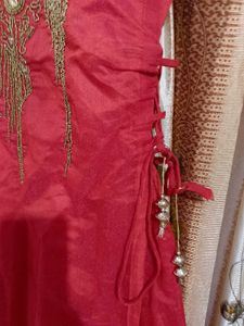 Vibrant Red Embellished Kurta