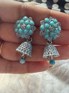 Oxidized Silver Jhumka Earrings