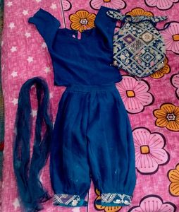 Girls Ethnic Kurta Set with Dupatta & Bag