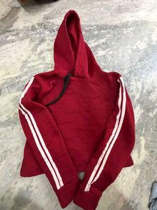 Maroon Cropped Hoodie with Black Leggings