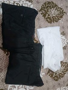 Men's Black 2Pants & 1White Shirt Combo