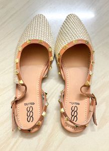 Studded Woven Ballet Flats