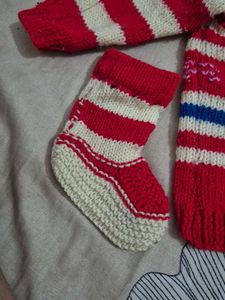 Baby Red Striped Knit Set
