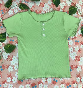 Cute Basic Green Top Stretchable For Women Size M