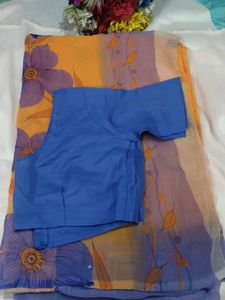 Vibrant Floral Print Saree with blouse