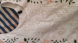 Embroidered White Cotton Kurta