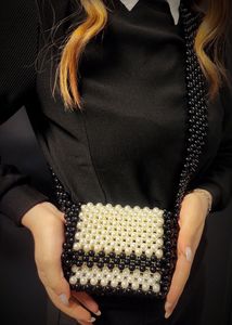 Black And White Beaded Bag