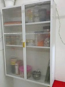 Modern Wall-Mounted Cabinet with Fluted Glass