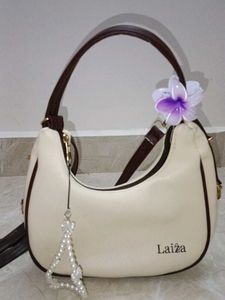 Chic Cream Hobo Bag with Pearl Charm