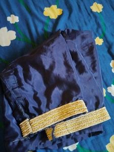 Navy Blue Bolero Blouse with Gold Trim