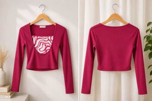 pink top with beautiful white neck design
