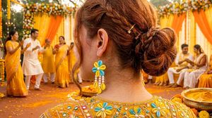 (Garba& haldi jewellery)Seashell Flower Earrings