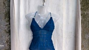 11810. Blue Lace Halter Top