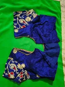 parrot green Saree with Designer Blouse
