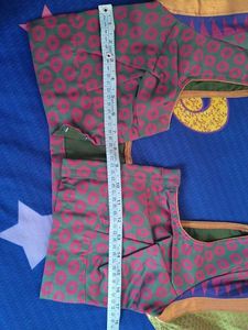 new Green Pink Print Blouse