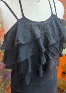 Chic Black Ruffled Mini Dress