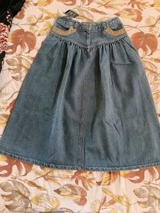 Vintage Denim Midi Skirt