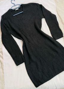 🎉Buy1 Get1 Free🎉Shinny Black Sweater Dress D