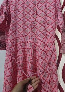 Women Pink Ethnic Motifs Printed Cotton Anarkali