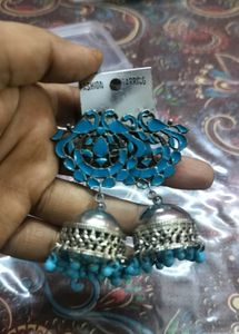 Blue Jhumka Earrings
