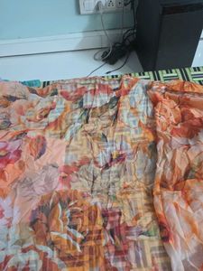 Orange Floral Dupatta