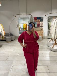 Elegant Red Kurta Set with Pants