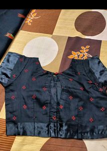 Geometric Print Cotton Blend Daily Saree Black