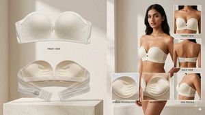 Strapless Beige push up Bra(32D)