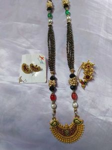 Traditional Mangalsutra with Earrings and nath
