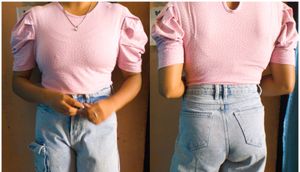 ❤️Pink puffed Top &amp; Jeans Combo Set❤️